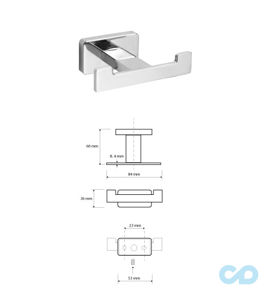 креслення Гачок Bemeta Niki 153106032 хром подвійний