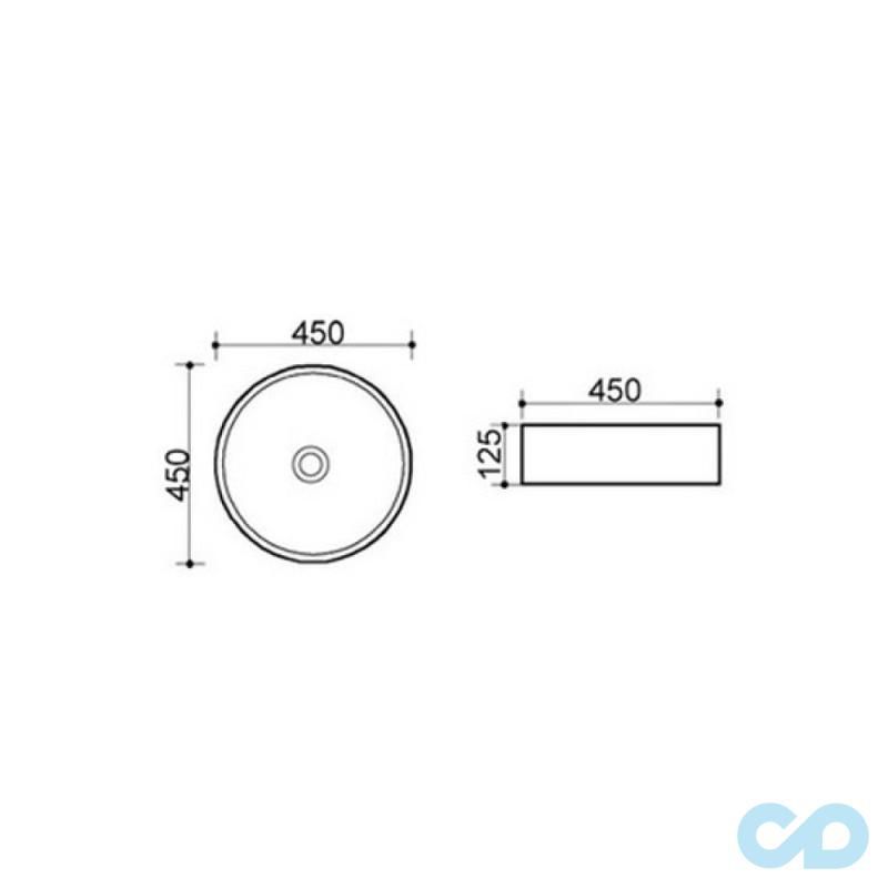 креслення Накладний умивальник Q-tap ​​Kalao WHI 4115/F008