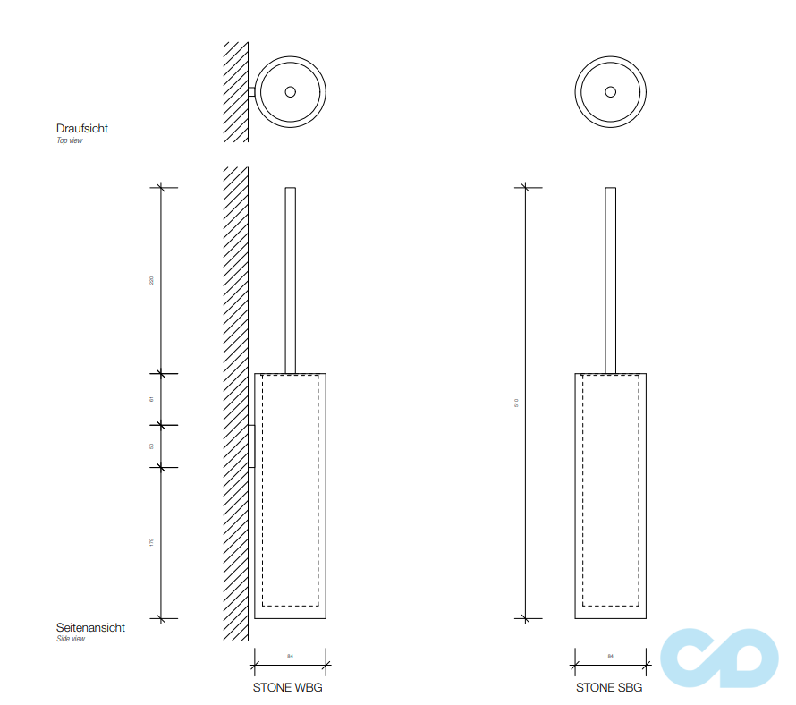 креслення Ершик для унітазу Decor Walther stone SBG 0970854