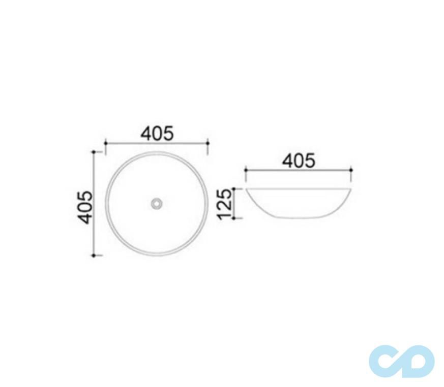 креслення Накладний умивальник Q-tap ​​Owl WHI 415/F008
