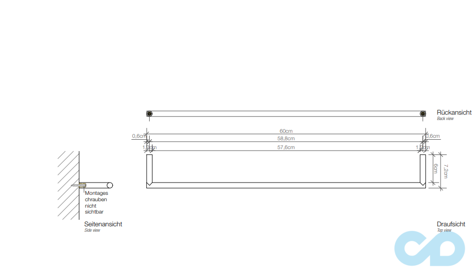 креслення Полотенцедержатель Decor Walther MIKADO MK HTE60 0520900