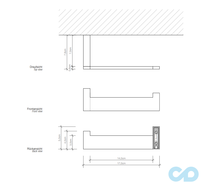 креслення Тримач туалетного паперу BRICK BK TPH1 0590500 настінний