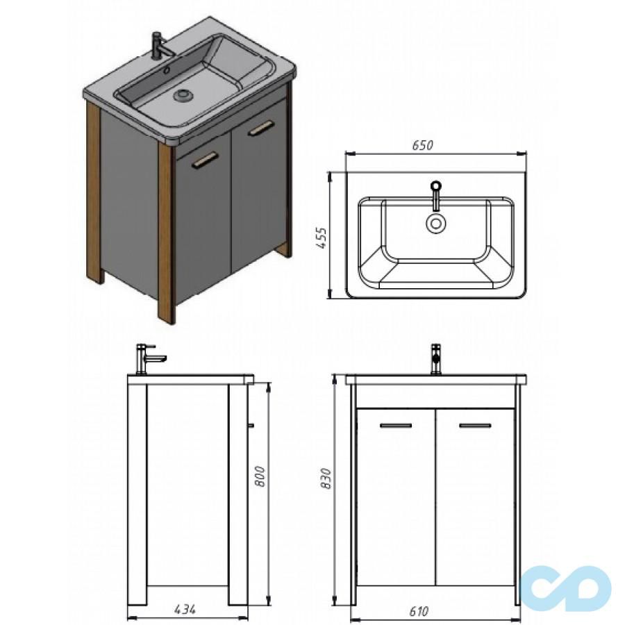 креслення Тумба з умивальником Juventa Brooklyn Br-65 біла