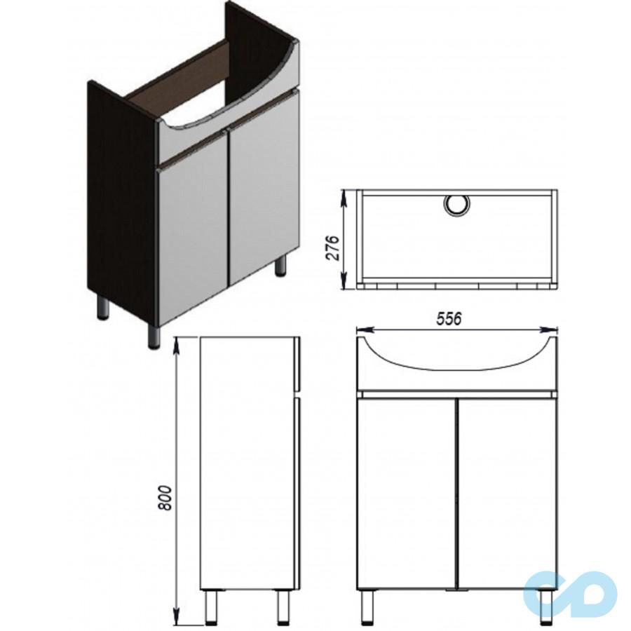 креслення Тумба з умивальником Juventa Monika M2-60 біла