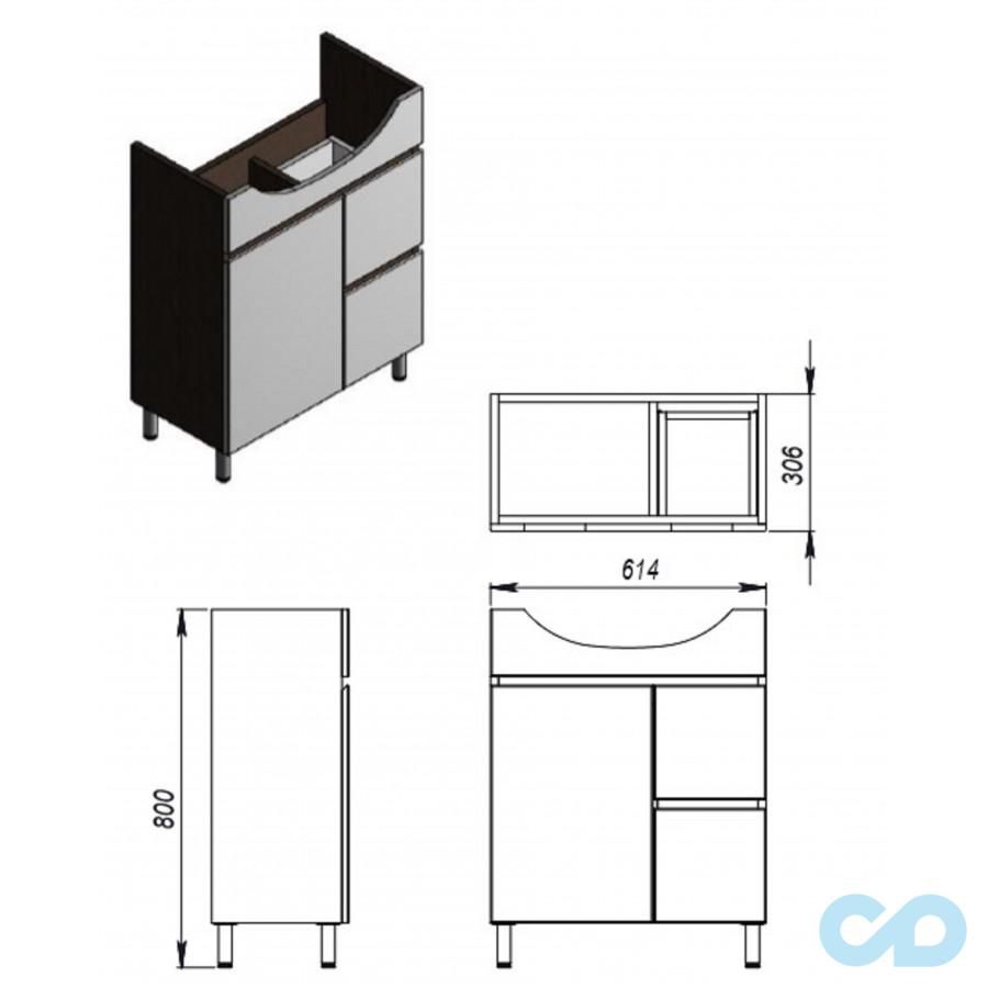 креслення Тумба з умивальником Juventa Monika M3-65 біла