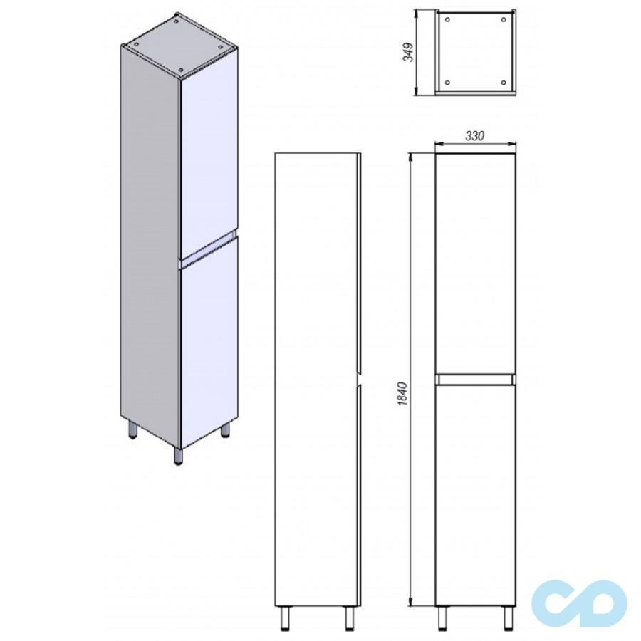 креслення Шафа-пенал Juventa Monika МШП2 білий