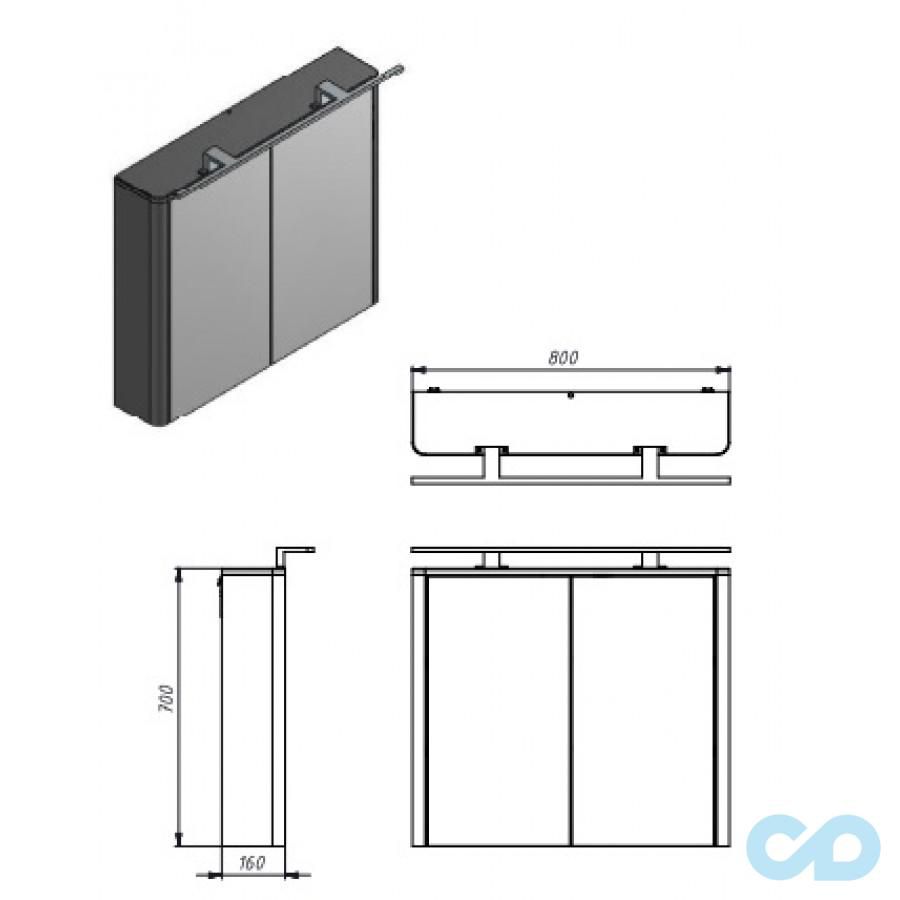 креслення Дзеркальна шафа Juventa Livorno LvrMC-80 білий
