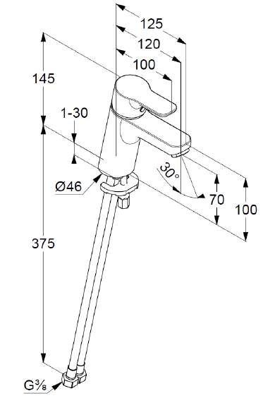 креслення Змішувач для раковини Kludi Pure & Easy 70 DN 15 без донного клапана