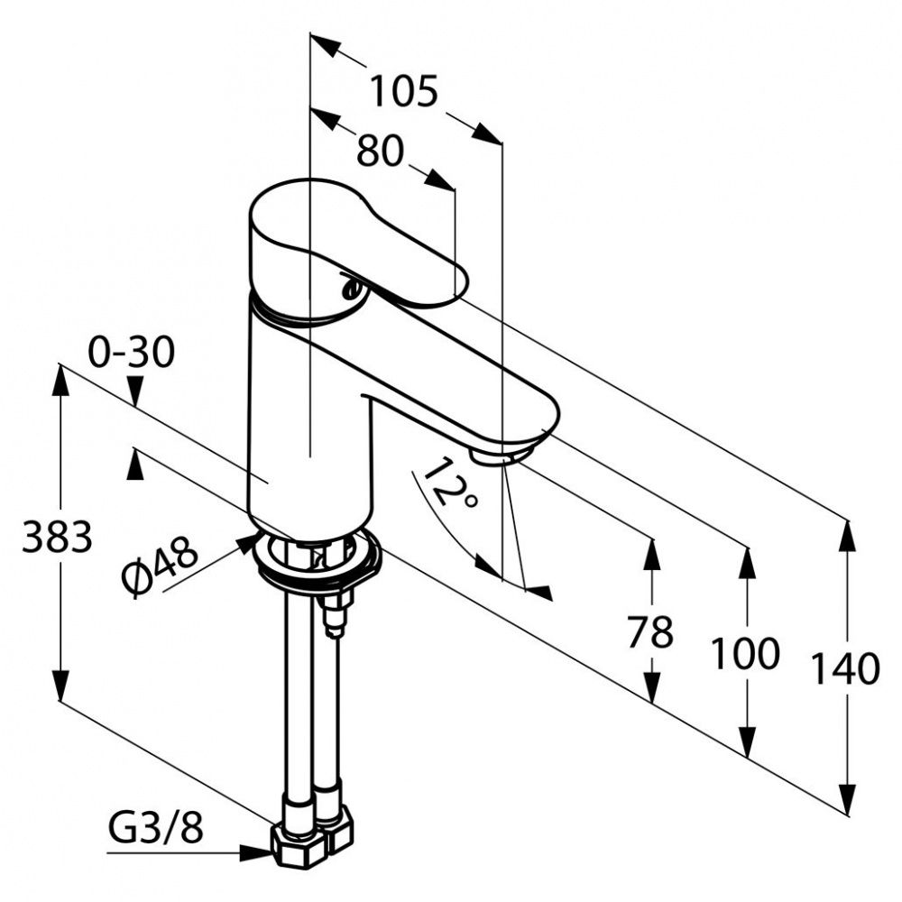 креслення Змішувач для раковини Kludi Objekta 321260575 хром