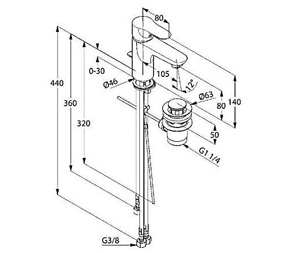 креслення Змішувач для раковини Kludi Objekta 322340575 хром