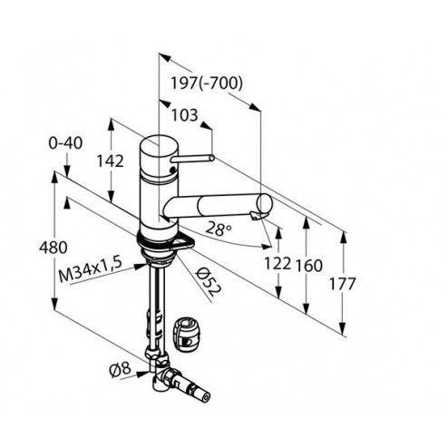 креслення Кухонний змішувач Kludi Scope 339320575 хром