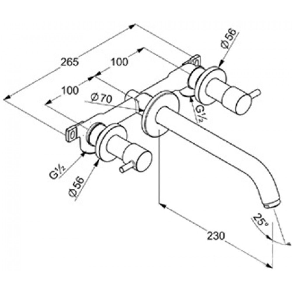 креслення Змішувач для раковини Kludi Bozz 381450576 хром