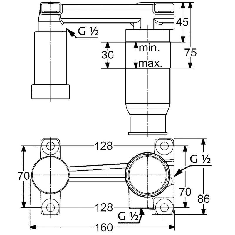 креслення Прихована частина змішувачів Kludi 38242