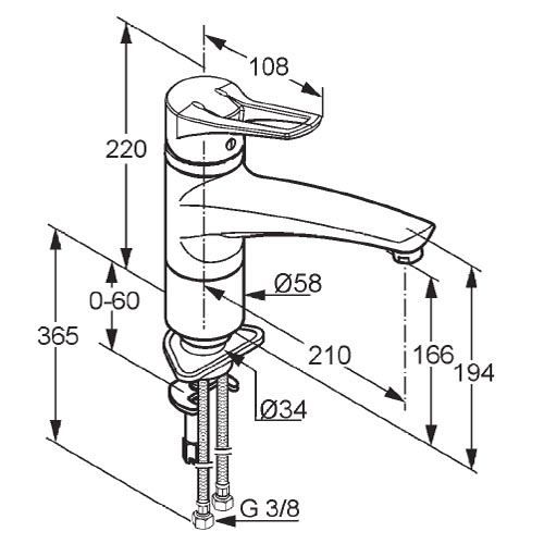 креслення Змішувач для кухні Kludi MX 399048262 мокка/хром