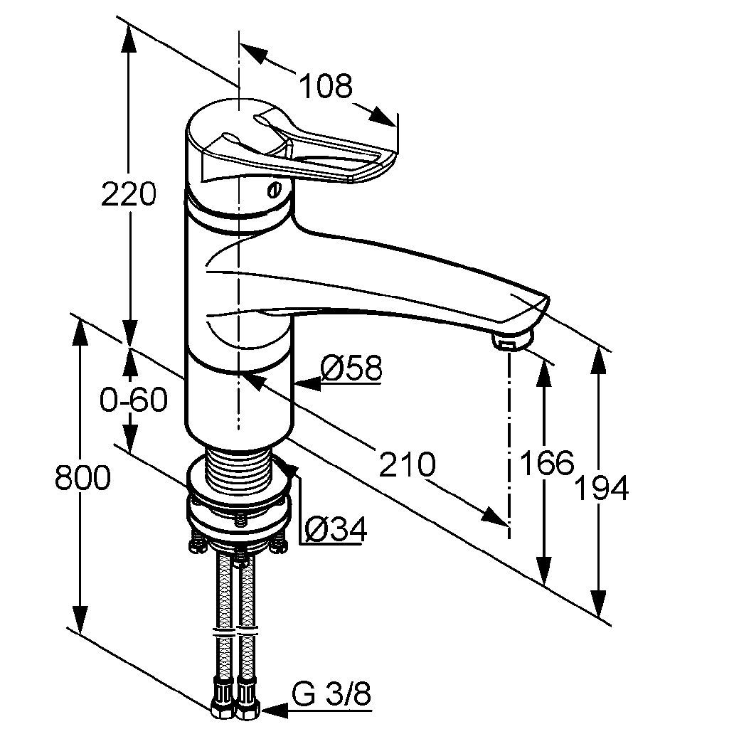 креслення Змішувач для кухні Kludi mx 399340562 з байонетним кріпленням хром