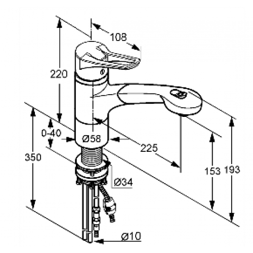креслення Змішувач для кухні Kludi mx 399418262 мокка/хром