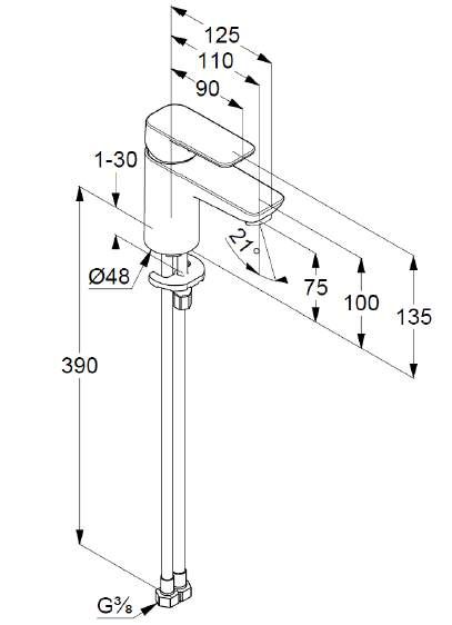 креслення Змішувач для раковини Kludi Pure & Style 400280575 хром