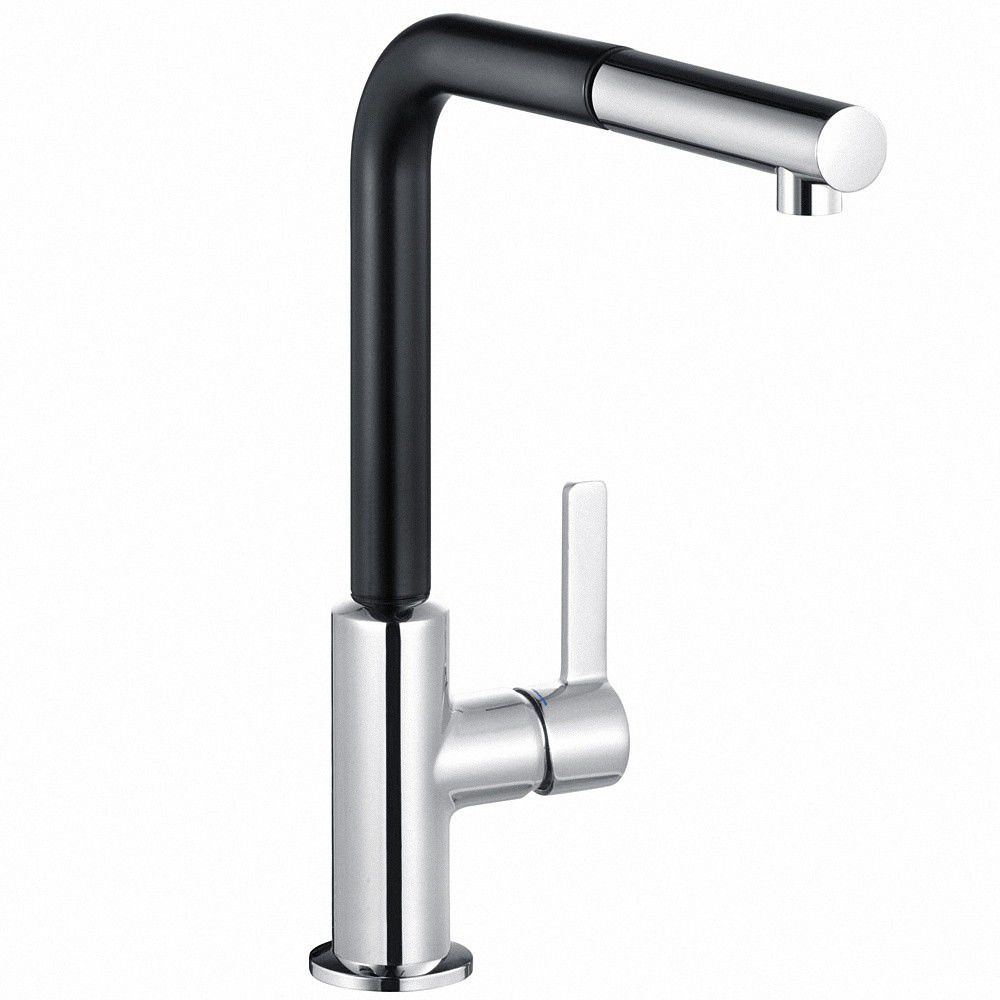 Кухонний змішувач Kludi L-Ine 408518775 з висувними зливом хром-чорний матовий