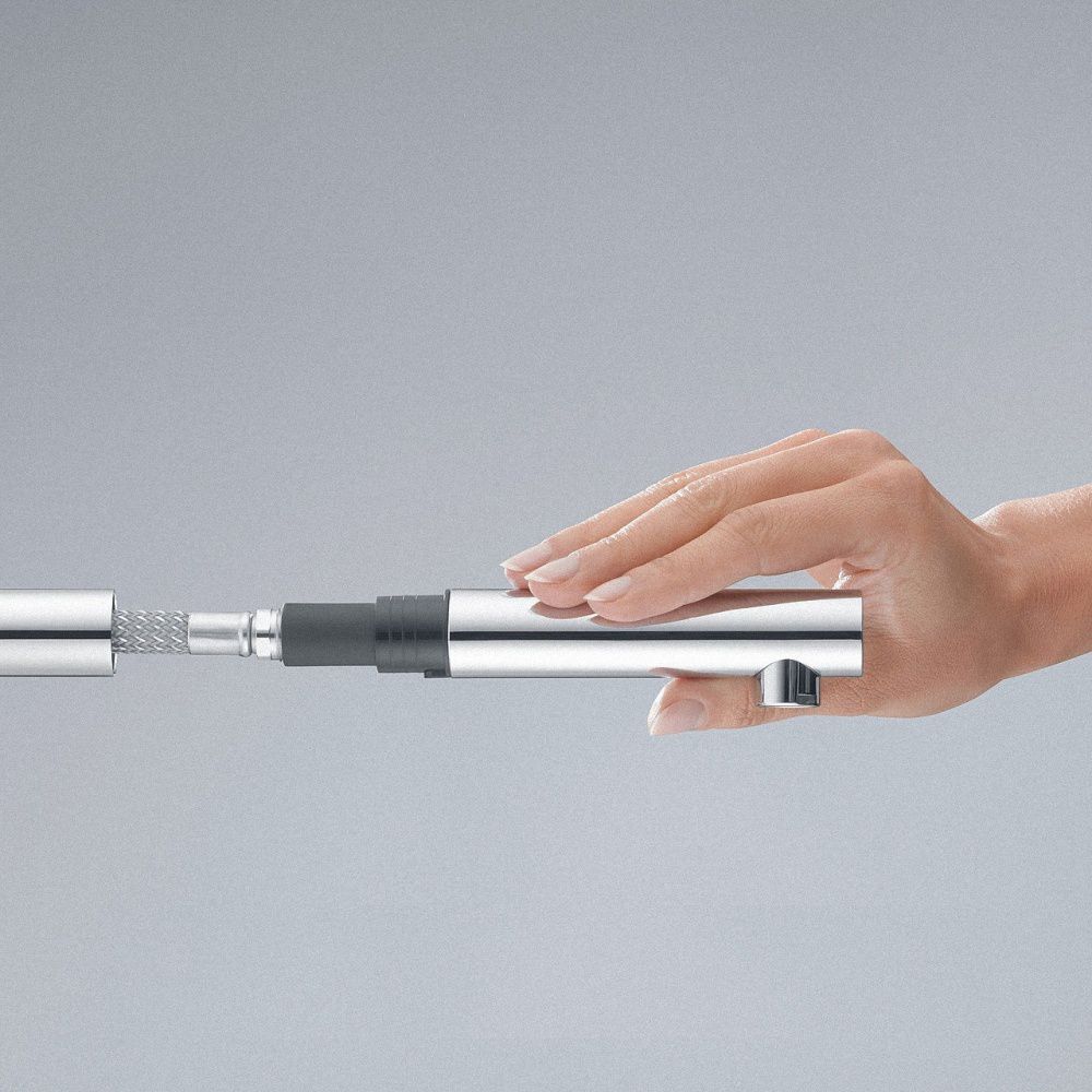 Кухонний змішувач Kludi L-Ine 408518775 з висувним виливом хром-чорний матовий купити