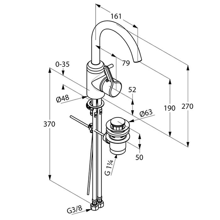 креслення Змішувач для раковини Kludi Bingo Star 420300578 хром