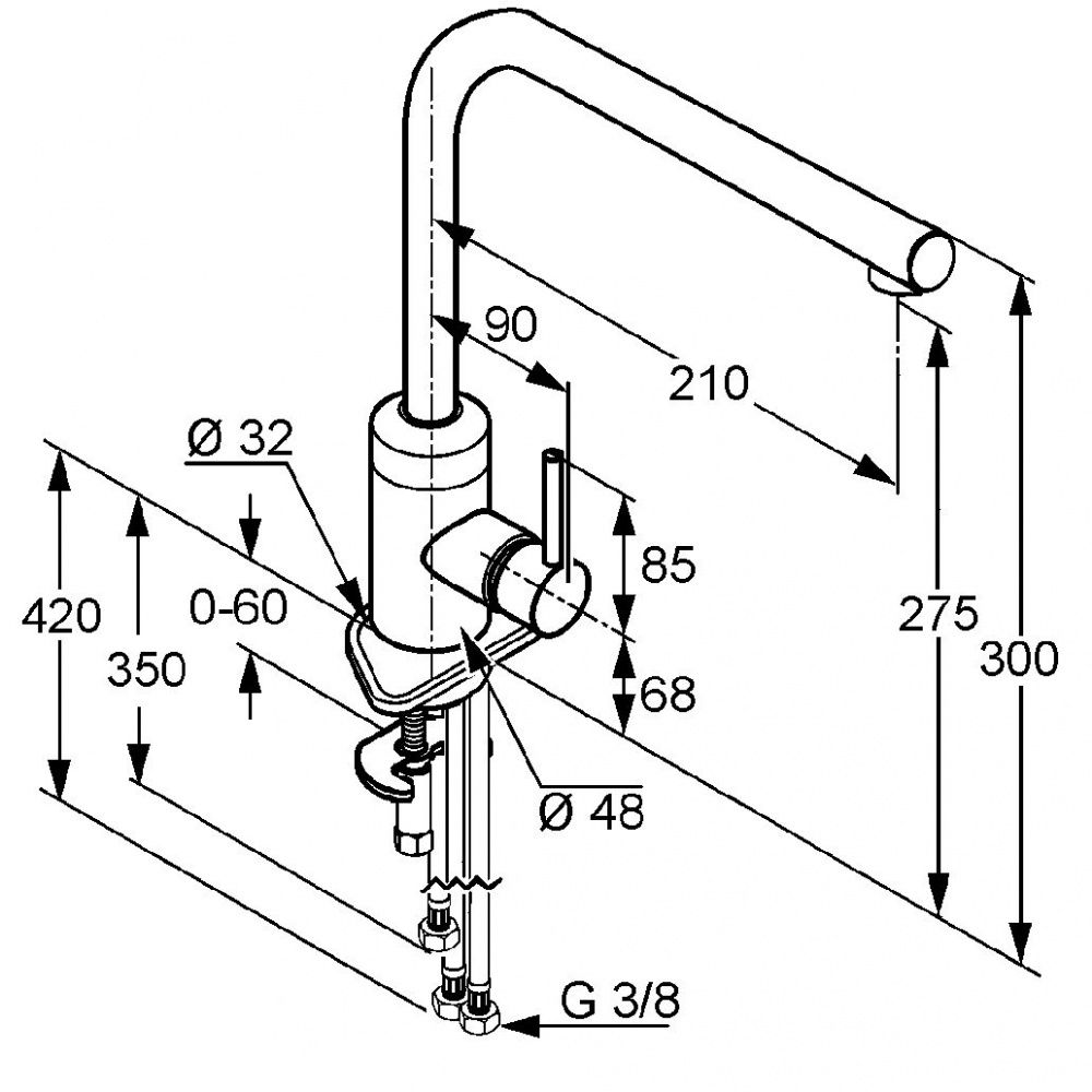 креслення Кухонний змішувач Kludi L-INE 428190577 хром
