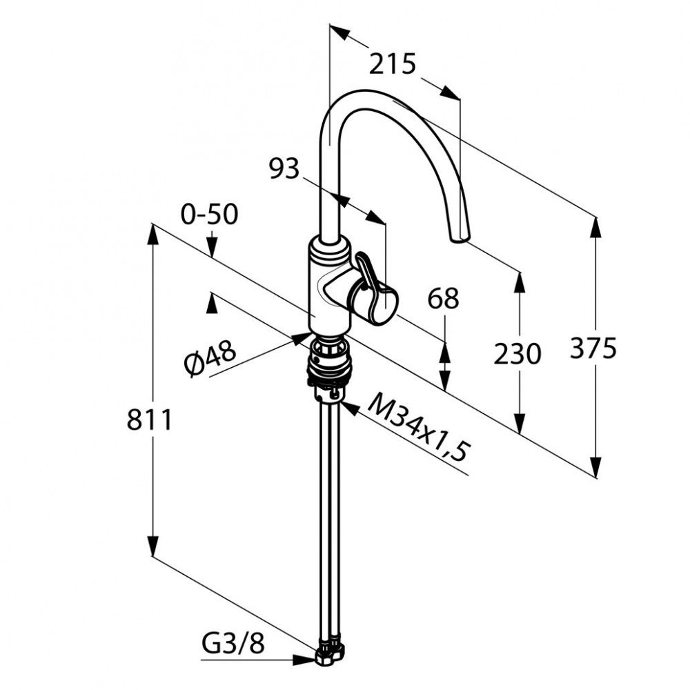 креслення Кухонний змішувач Kludi Bingo Star 428570578 з байонетним кріпленням хром