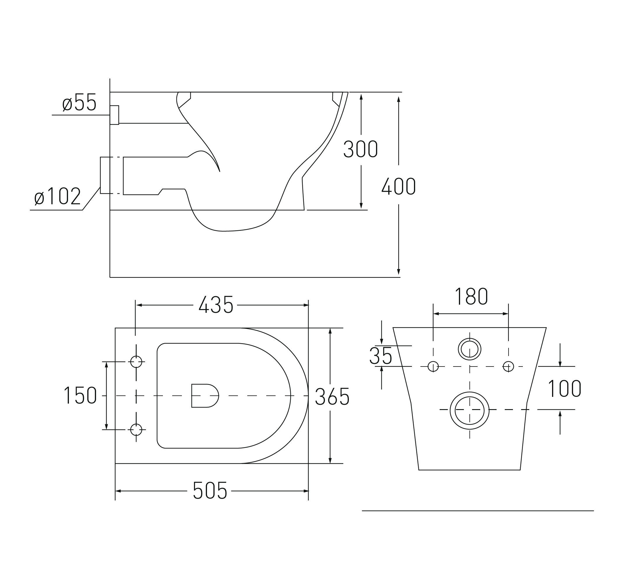 технічна схема Інсталяція Tece Base 9400005 з підвісним унітазом Volle Fiesta New R 13-77-034