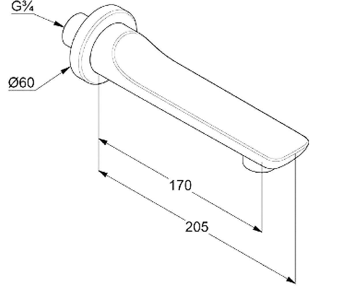 креслення Вилив для ванни Kludi Balance 5250391 білий