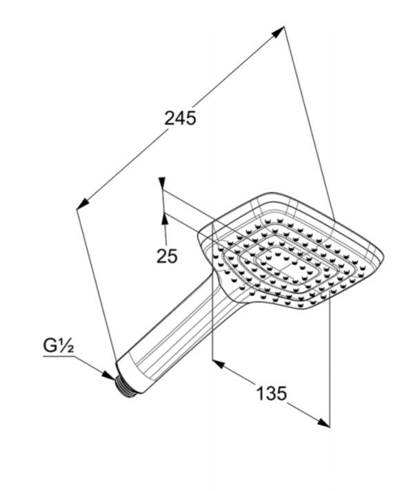креслення Ручна лійка 1S Kludi Freshline 6450005-00 прямокутна хром/білий