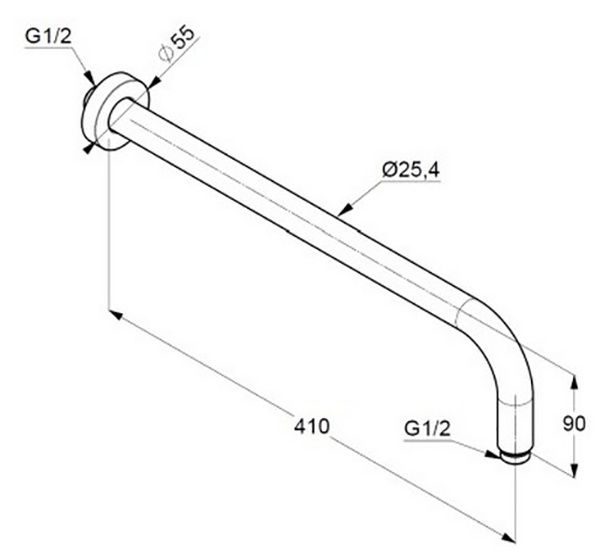 креслення Душовий кронштейн Kludi A-Qa 6651491-00 білий
