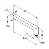 креслення Душовий кронштейн Kludi A-Qa 6654305-00 хром