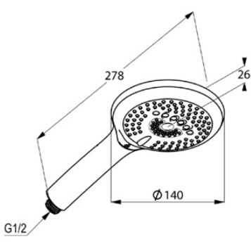 креслення Ручна лійка Kludi Freshline 3S 6790043-00 біла
