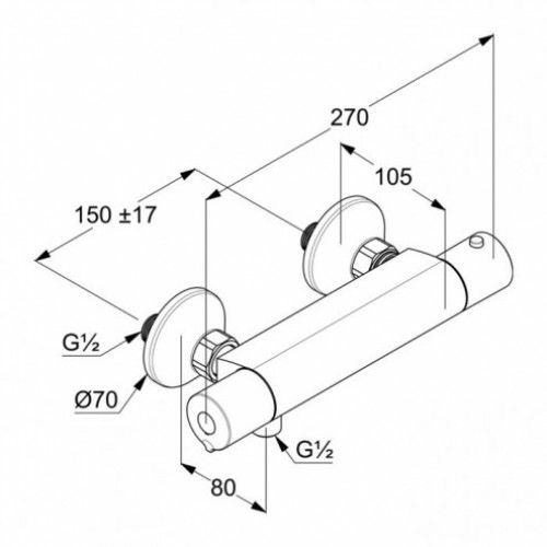 технічна схема Душова система з термостатом Kludi Logo Dual Shower System 6857505-00 хром