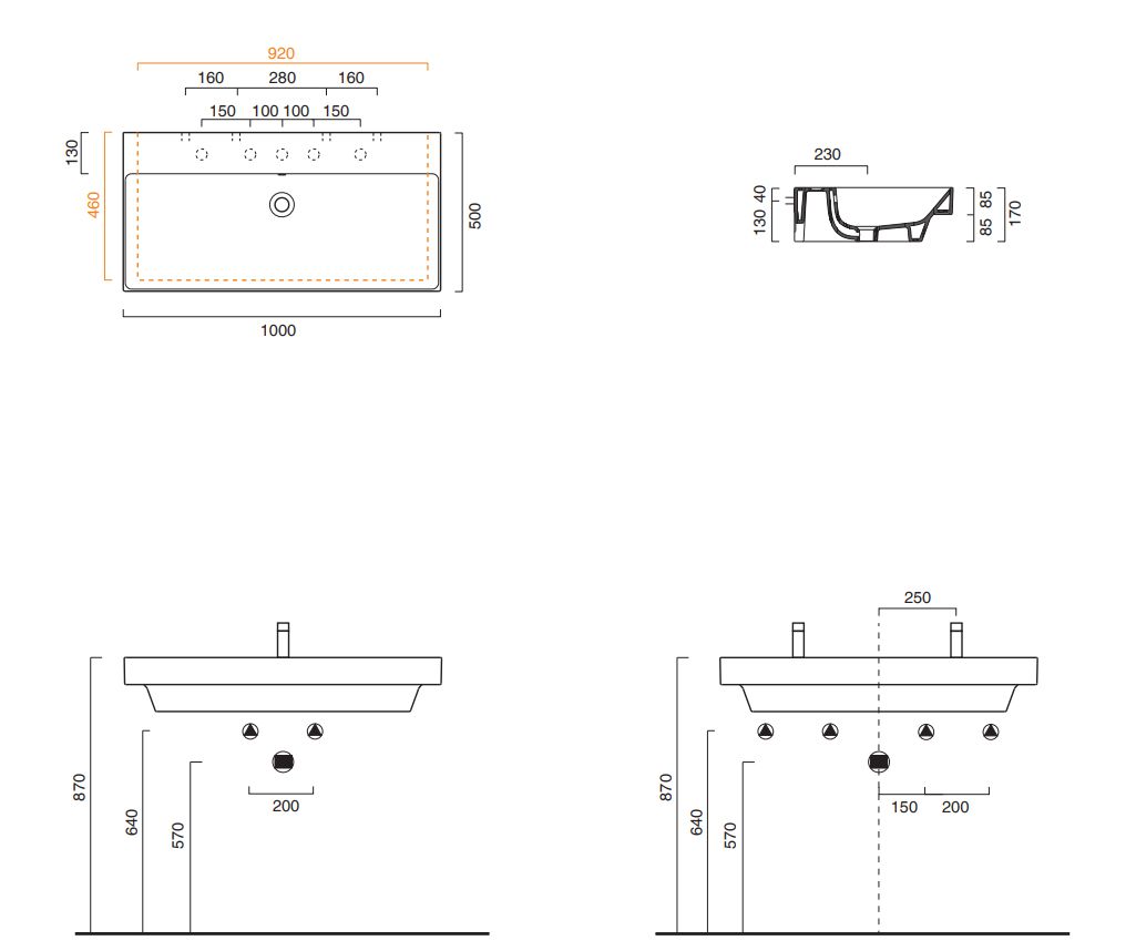 чертеж Раковина Catalano New Zero 110ZPCS