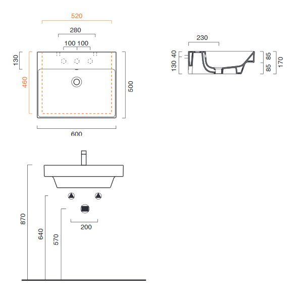 чертеж Раковина Catalano New Zero 160ZPBM