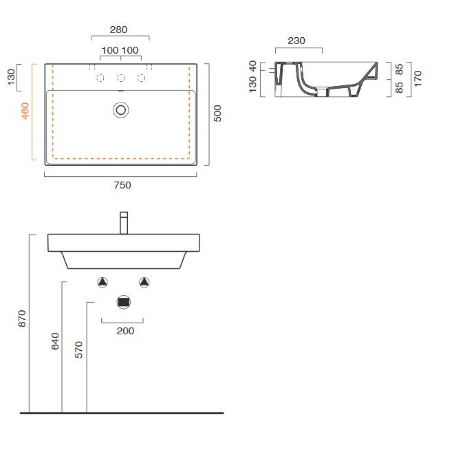 креслення Раковина Catalano New Zero 175ZPCS