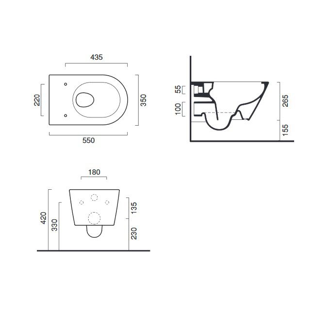 креслення Підвісний унітаз Catalano Colori 1VS55NRBM