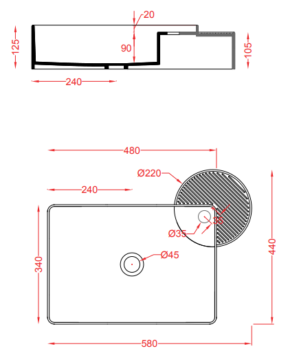чертеж Раковина Artceram Cartesio CAL002