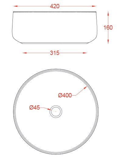 креслення Раковина Artceram Cognak COL001
