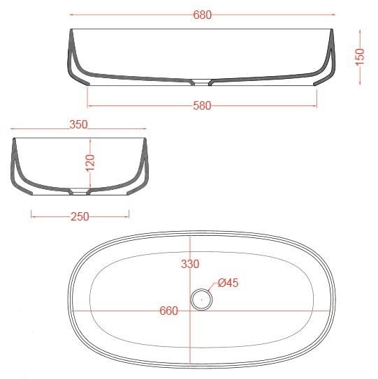 креслення Раковина накладна Artceram Cognak COL005