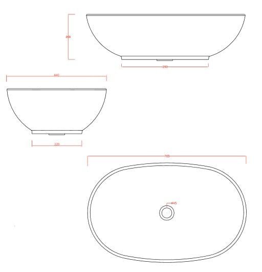 креслення Раковина накладна Artceram La Ciotola LCL002