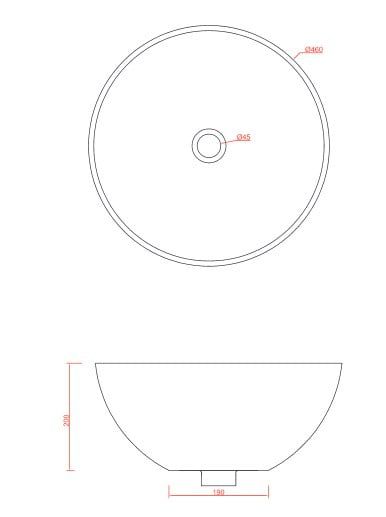 креслення Раковина накладна Artceram La Ciotola LCL001