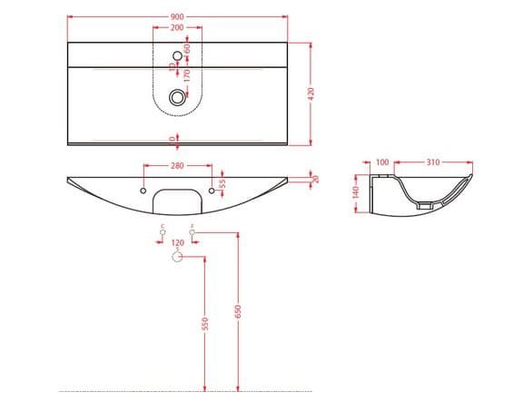 креслення Раковина Artceram The One THL002