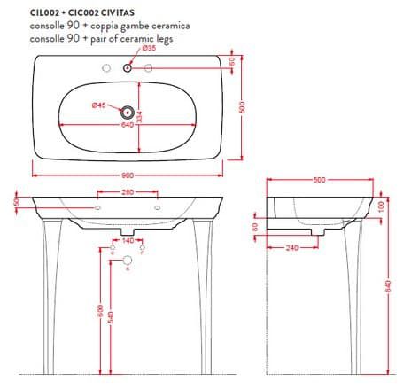 креслення Раковина Artceram Civitas CIL002