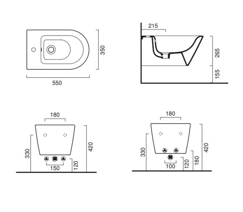 креслення Підвісне біде Catalano Zero 1BS55NRCS