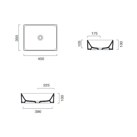 креслення Накладна раковина Catalano Zero 14535ZEBM