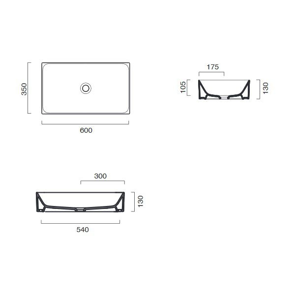креслення Накладна раковина Catalano Zero 16035ZENS