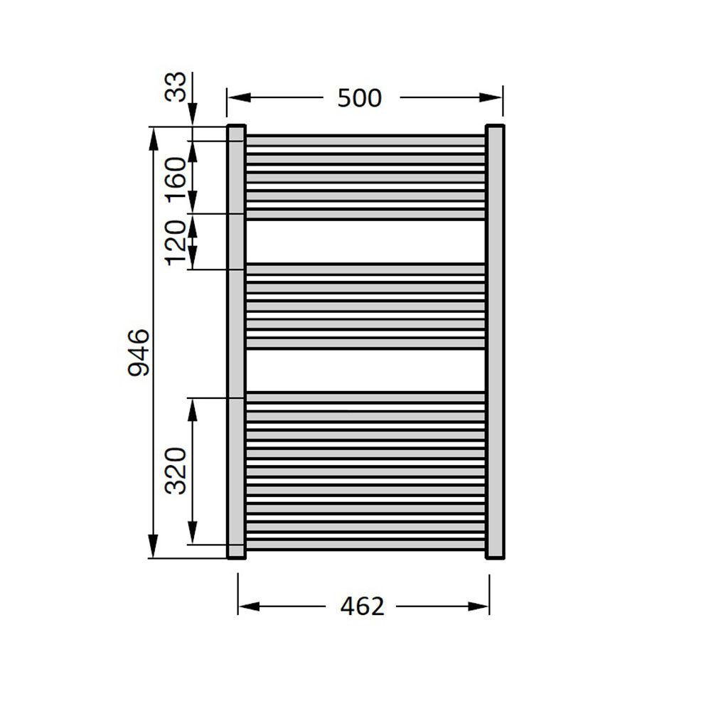 креслення Електрична сушарка для рушників Zehnder Klaro ZSL-120-050-9017