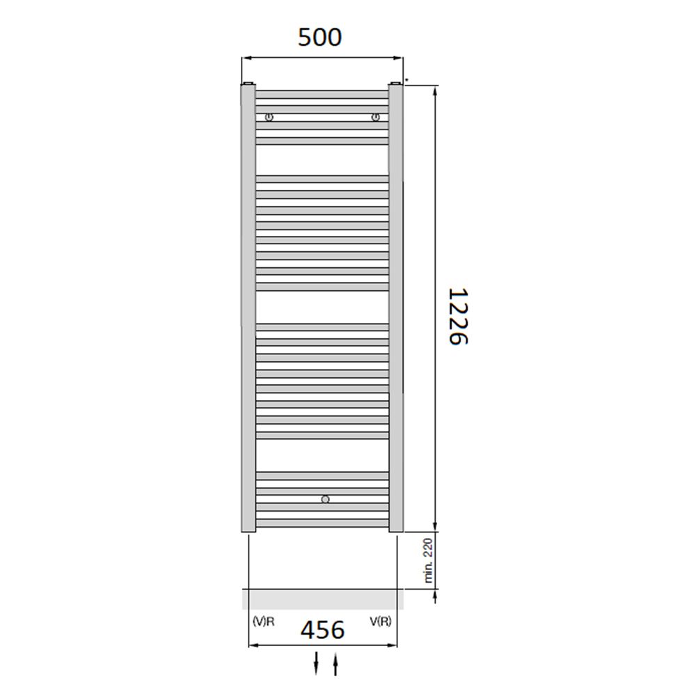 чертеж Водяной полотенцесушитель Zehnder Virando AB-120-050-9016