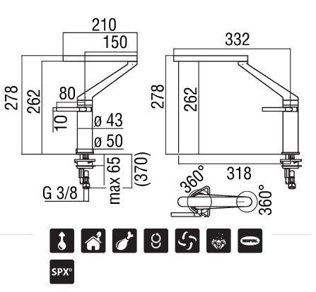 чертеж Кухонный смеситель Nobili Zoom ZM00113/1CR